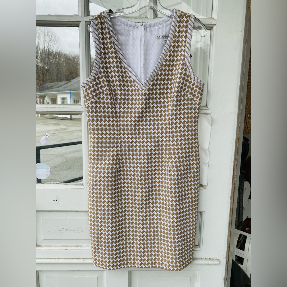 NWOT Trina Turk Brown and White Checkered Sleeveless Dress